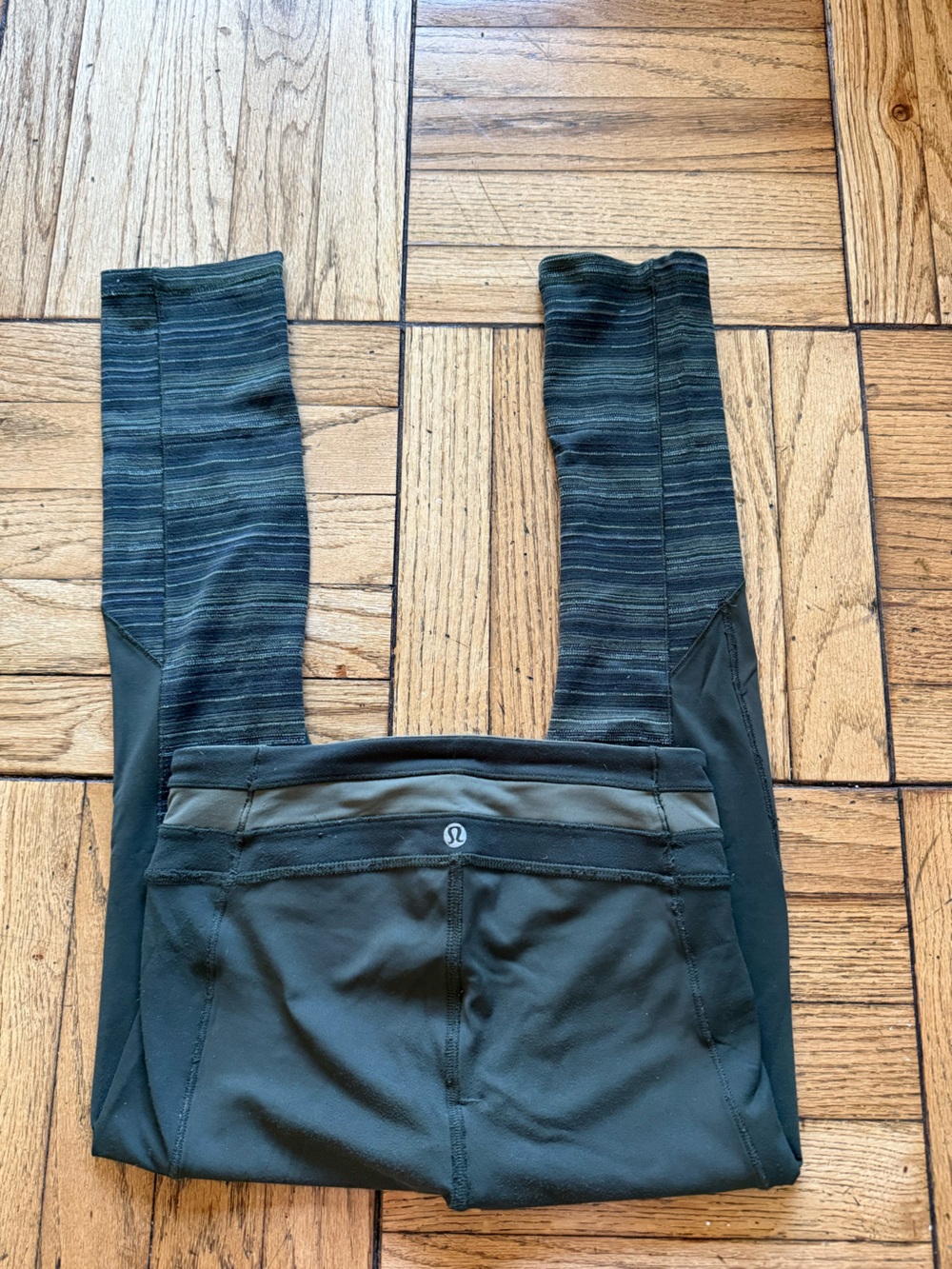 lululemon green stripped leggings